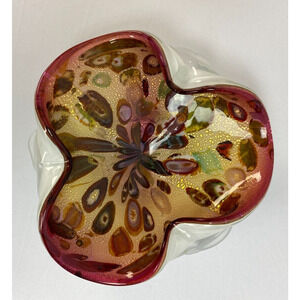 C.1960's Italian Hand-Blown Sommerso Murano "Tutti-Frutti" Bowl Gold Leaf